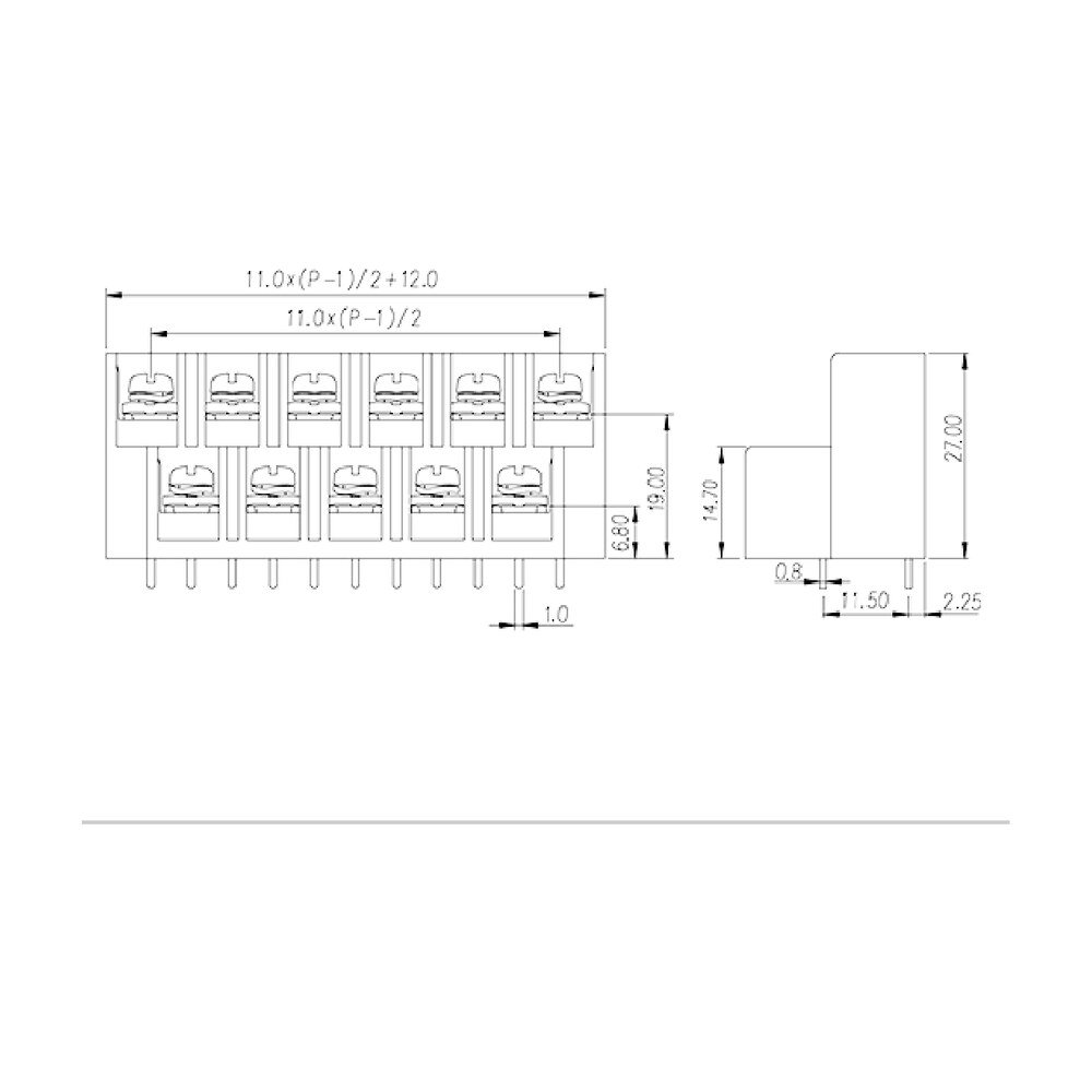 0222-10XX — Barrier terminal blocks , Screw connection