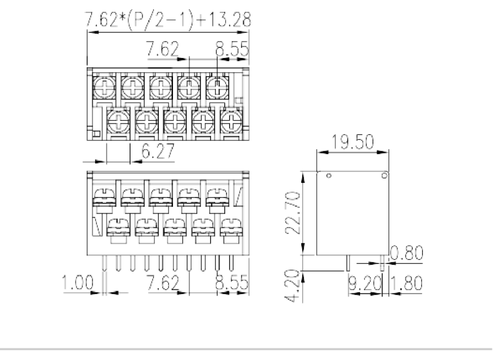 2DC-B01W-XX — Barrier terminal blocks , Screw connection