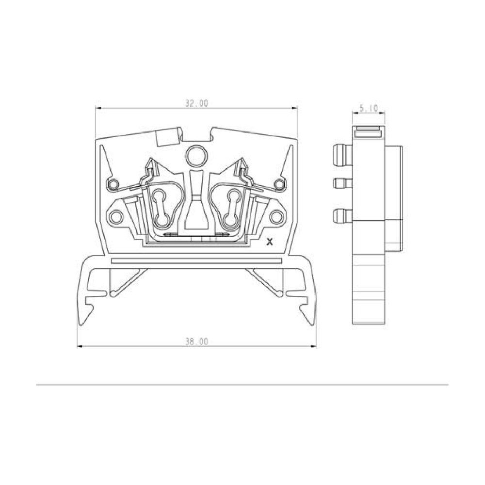 AK2.5PN — DIN Rail terminal blocks, Feed through, Spring Clamp connection