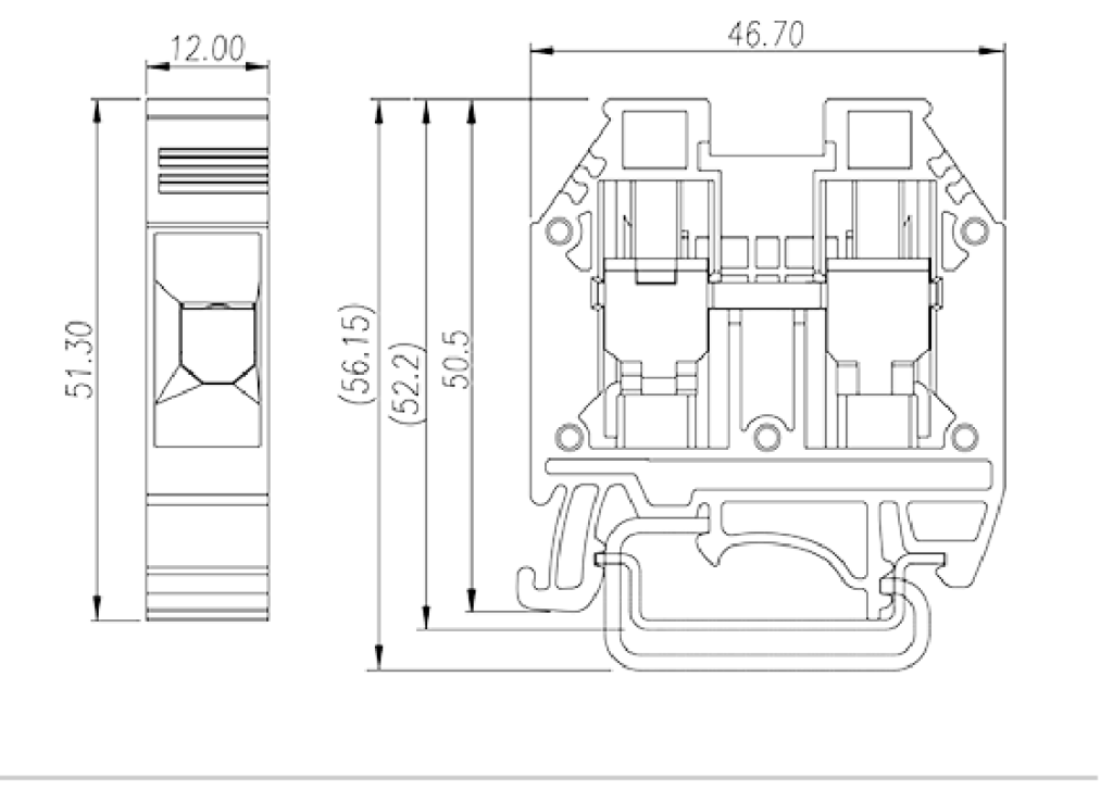 DK16H — DIN rail terminal blocks, Feed through terminal blocks