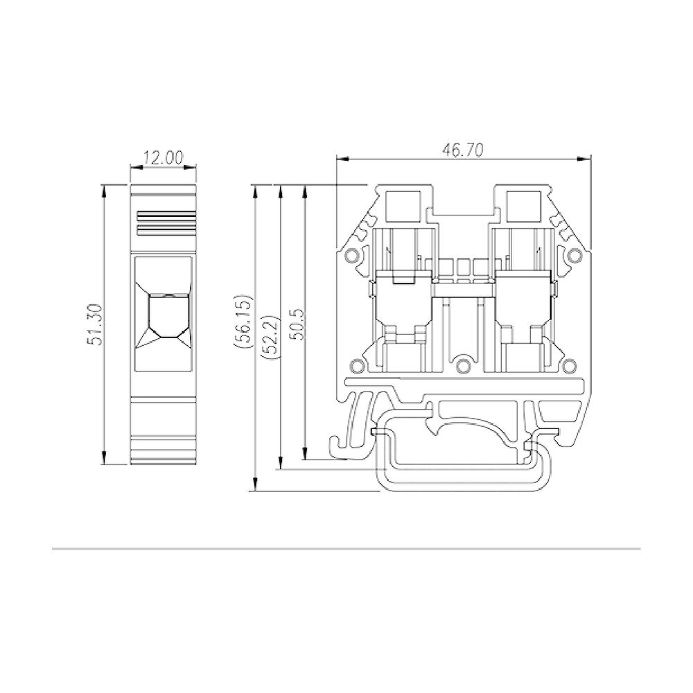 DK16H — DIN rail terminal blocks, Feed through terminal blocks