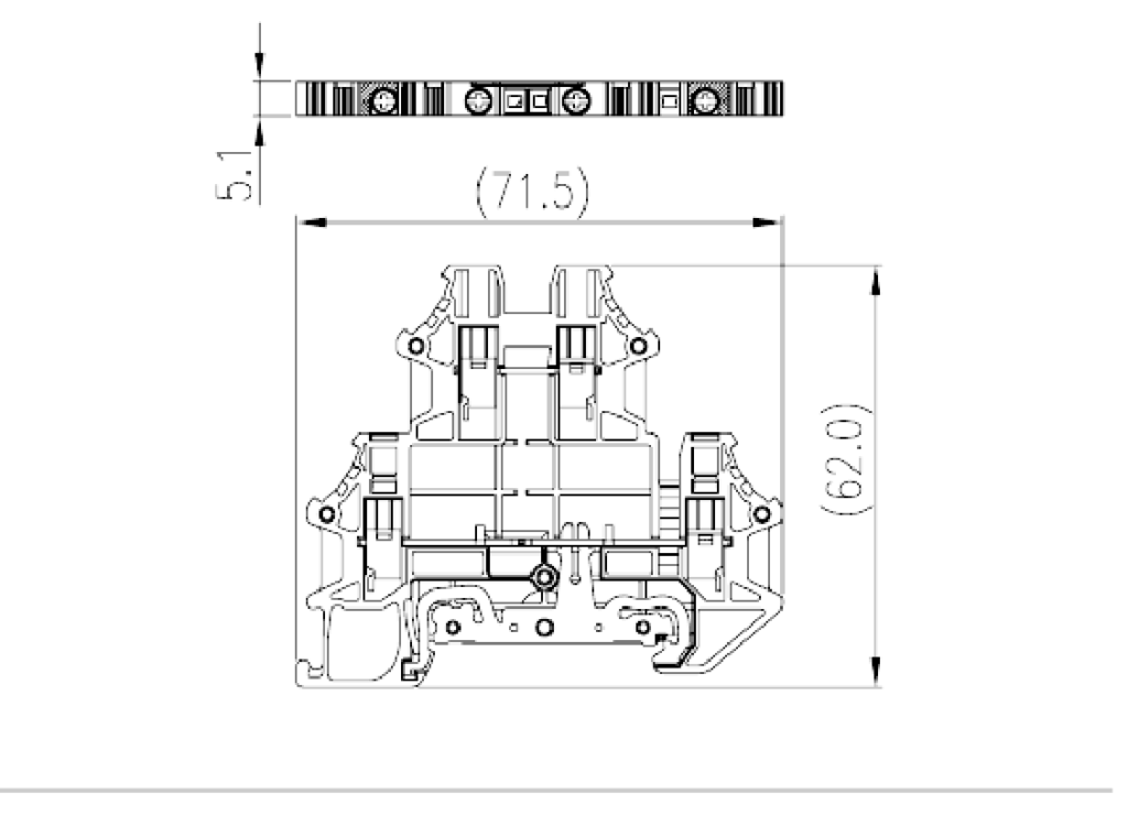 DKK2.5N-L2PE — DIN rail terminal blocks, Bi level feed,Grounding terminal blocks