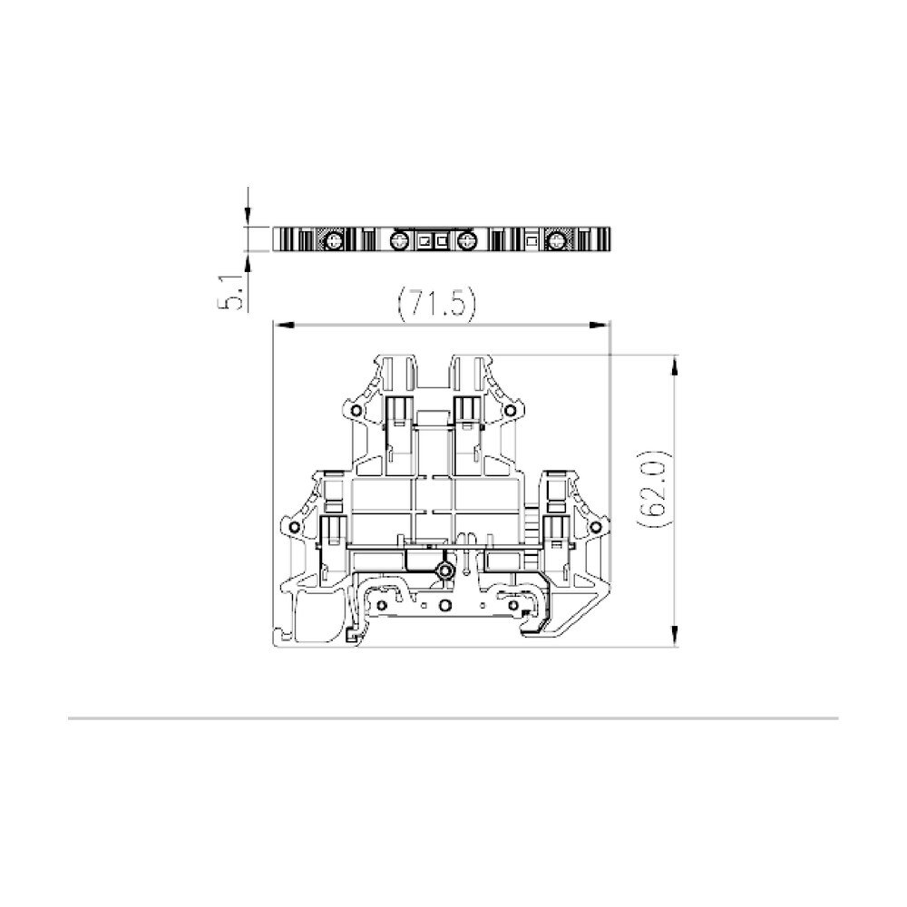 DKK2.5N-L2PE — DIN rail terminal blocks, Bi level feed,Grounding terminal blocks