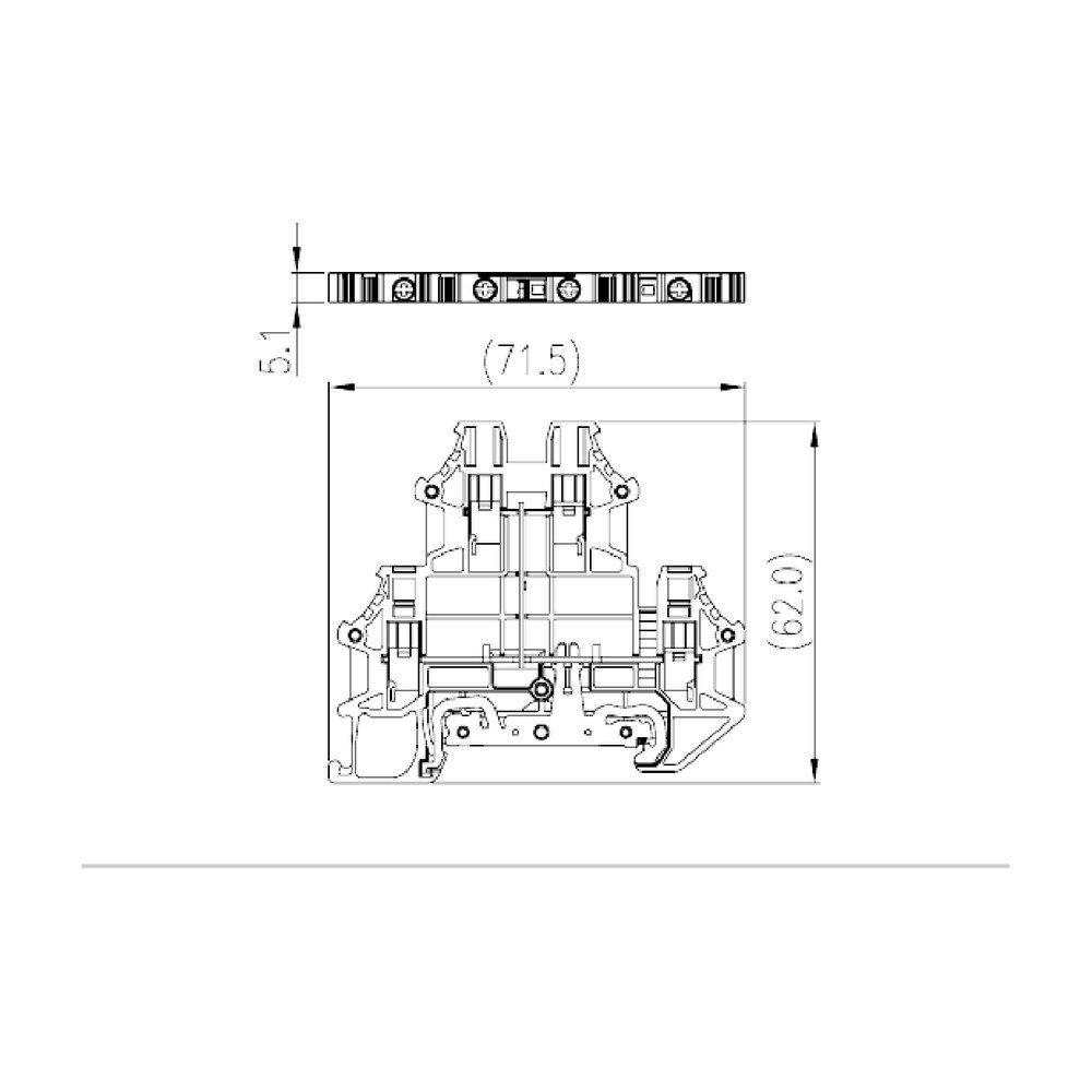 DKK2.5N-PE — DIN rail terminal blocks, Bi level feed,Grounding terminal blocks