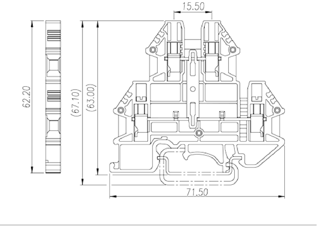 DKK4N-PV — DIN rail terminal blocks, Bi level feed through terminal blocks