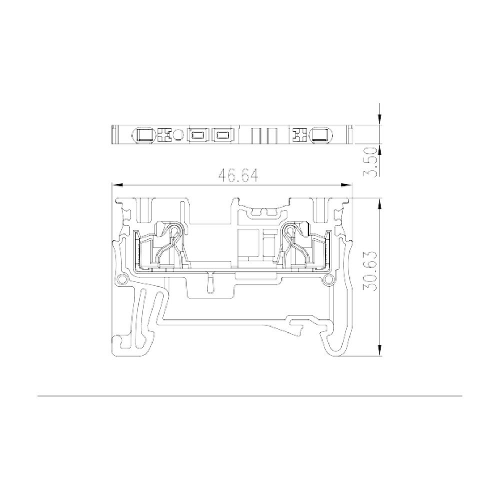 DP1.5N — Single level Feed-Through Terminal Block, Push-in Design