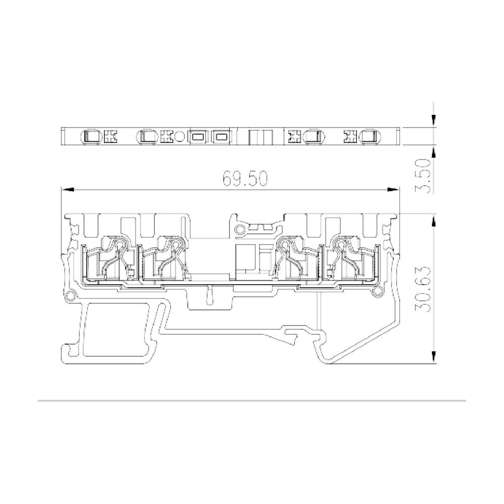 DP1.5N-TR — Single level Feed-Through Terminal Block, Push-in Design