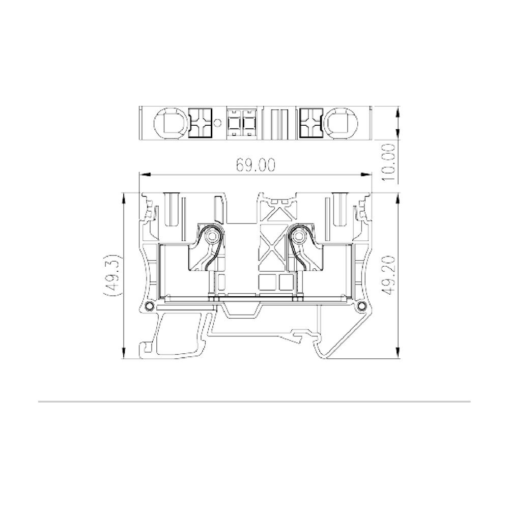 DP10 — Single level Feed-Through Terminal Block, Push-in Design