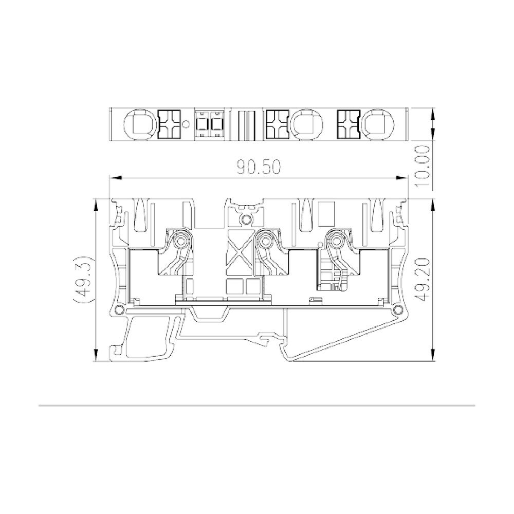 DP10-TN — Single level Feed-Through Terminal Block, Push-in Design
