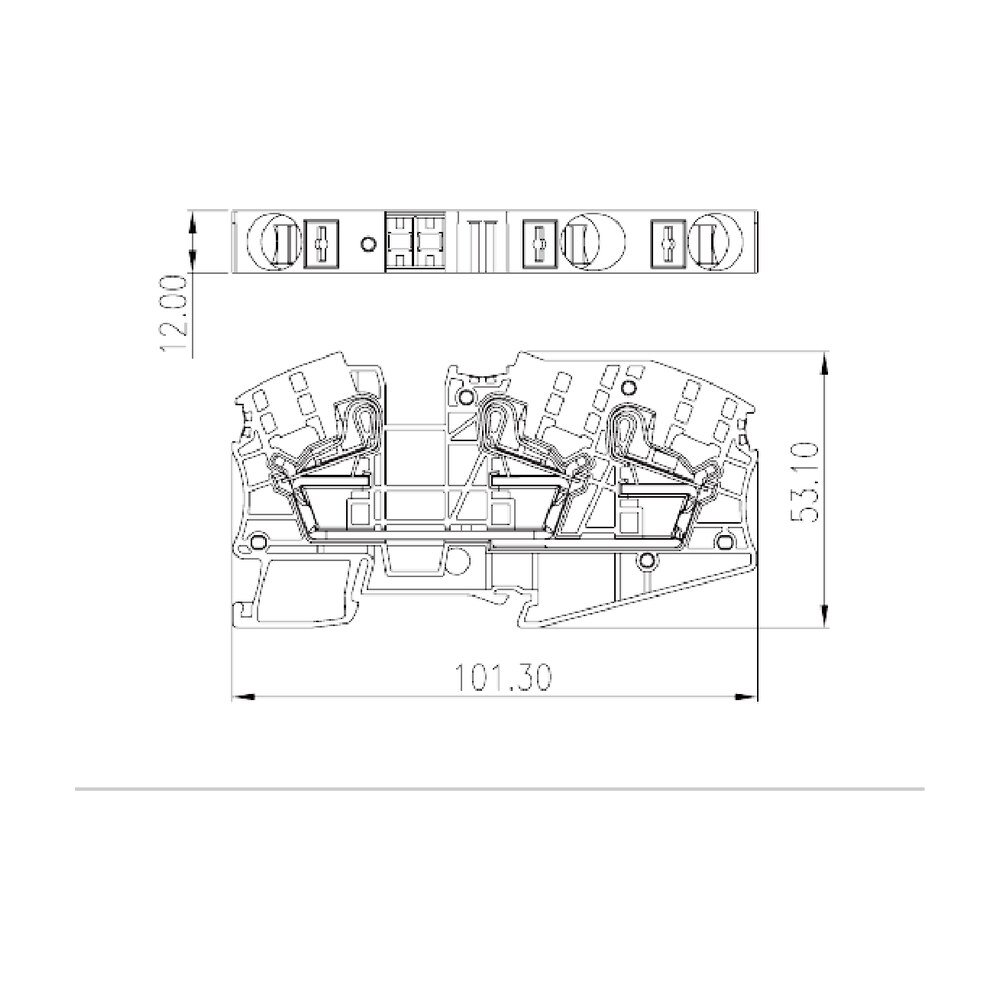 DP16-TN — Single Level Feed-through Terminal Block, Push-in Design