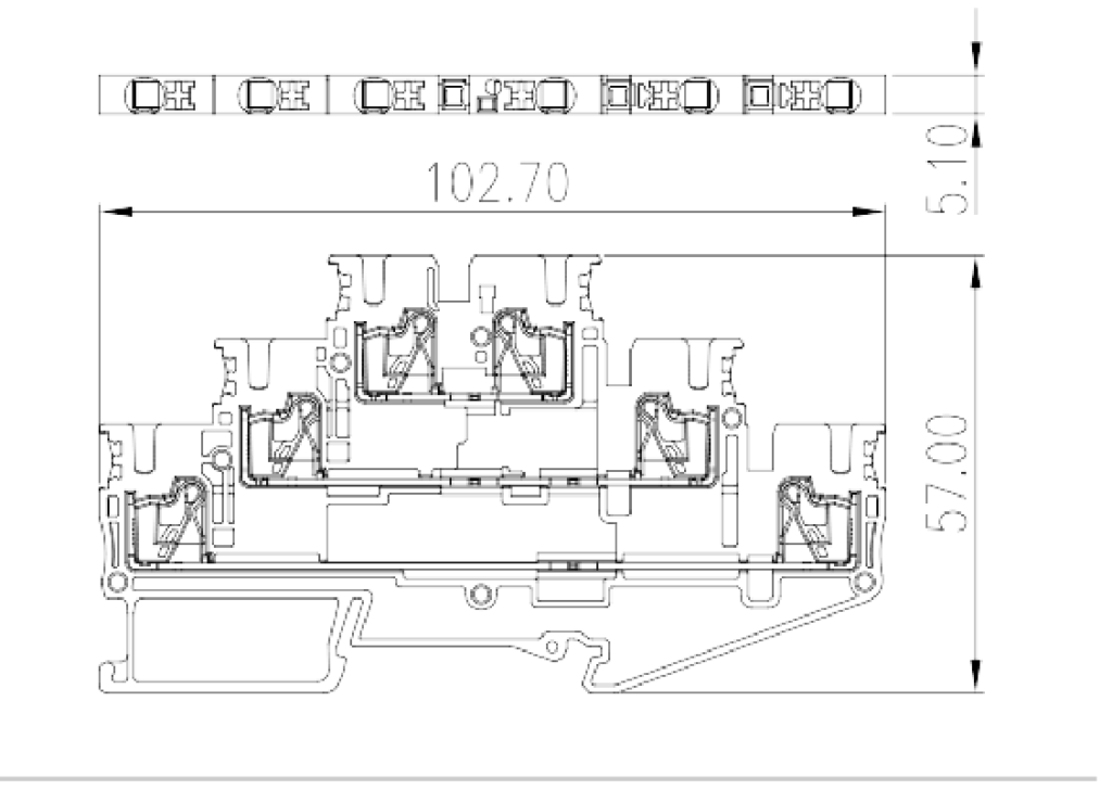 DP2.5N-3L — Three level Feed-Through Terminal Block, Push-in Design