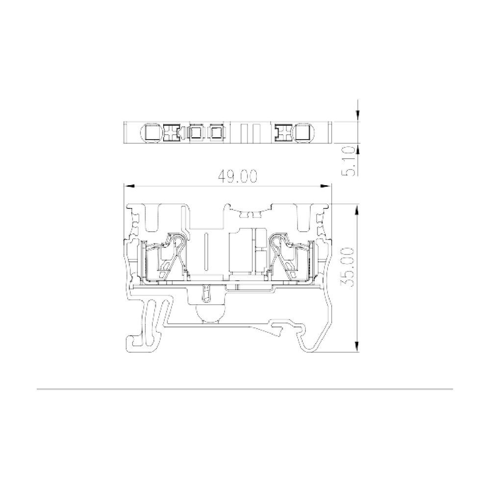 DP2.5N — Single level Feed-Through Terminal Block, Push-in Design