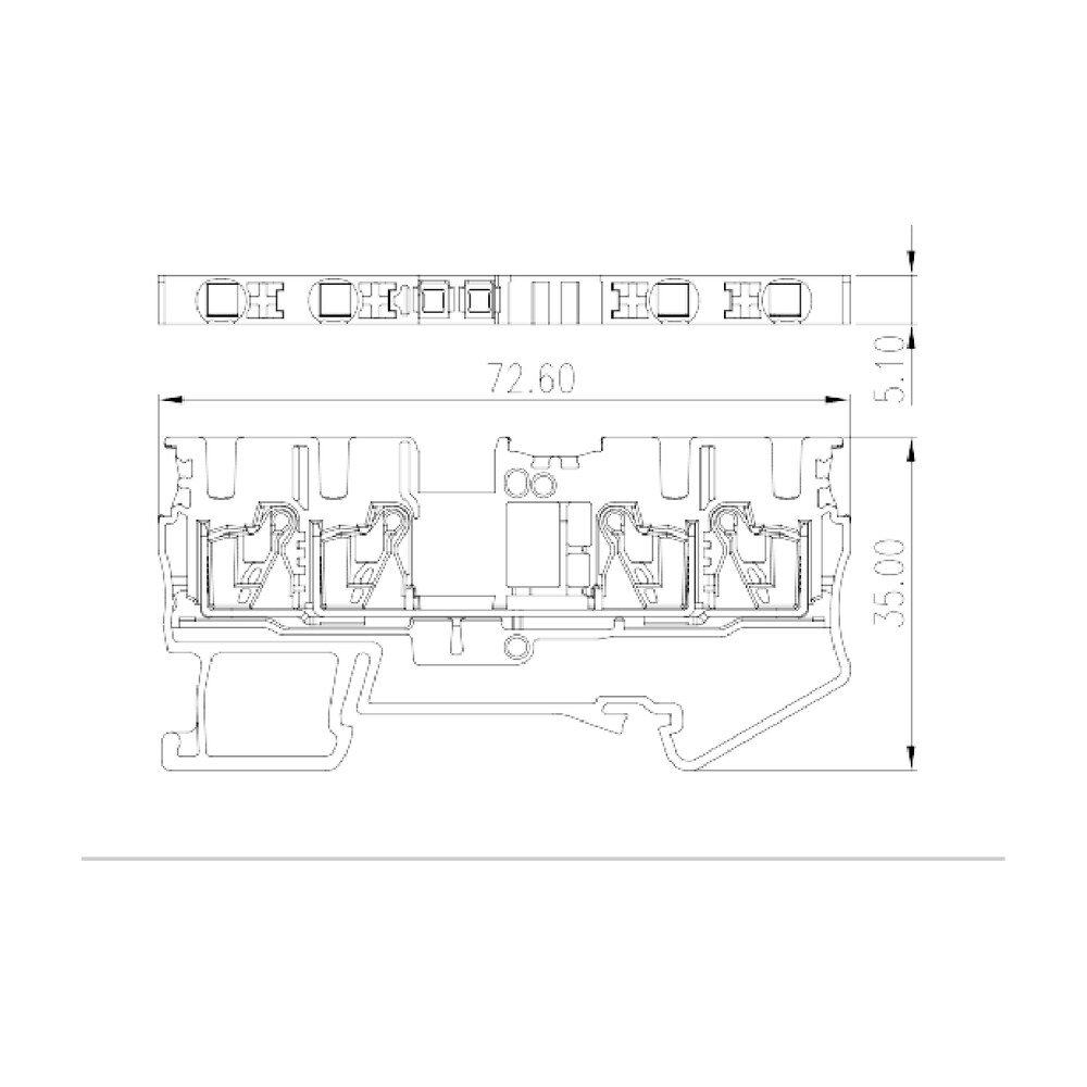 DP2.5N-TR — Single level Feed-Through Terminal Block, Push-in Design