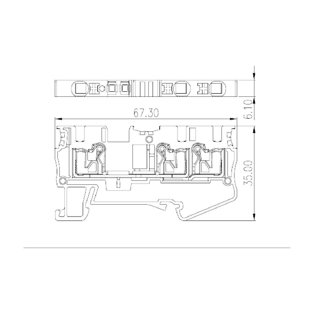 DP4N-TN — Single level Feed-Through Terminal Block, Push-in Design