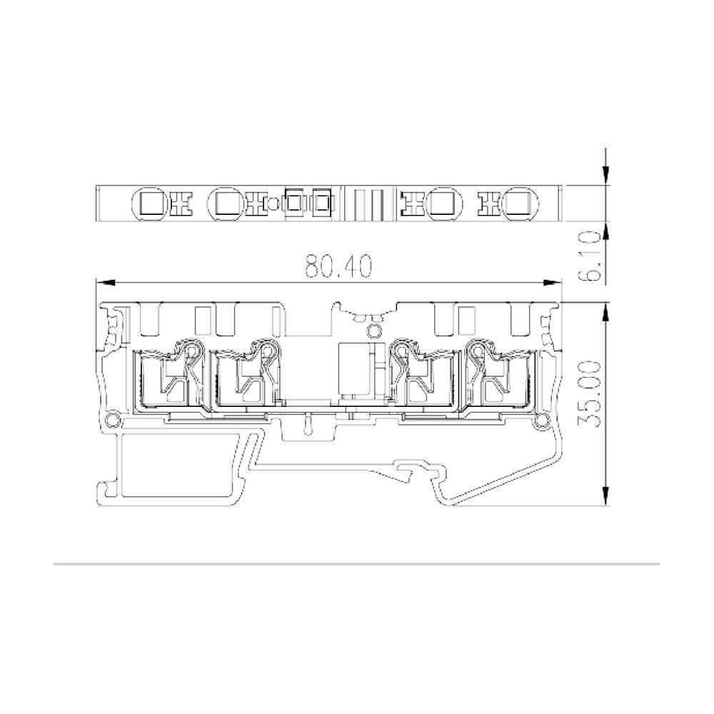 DP4N-TR — Single level Feed-Through Terminal Block, Push-in Design