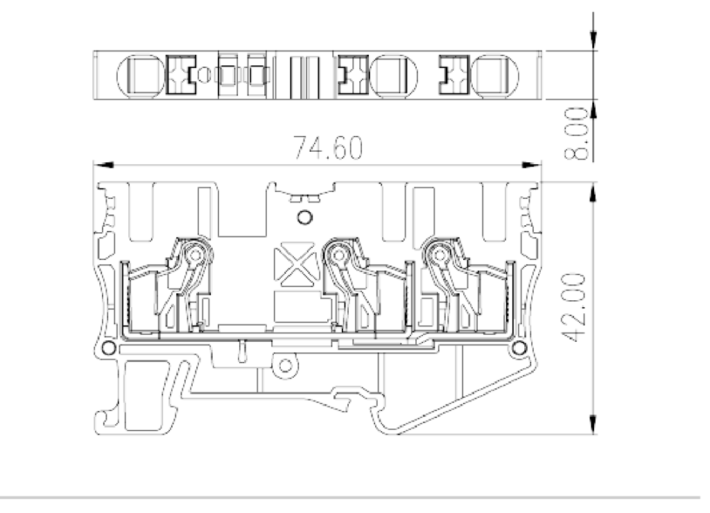 DP6N-TN — Single level Feed-Through Terminal Block, Push-in Design