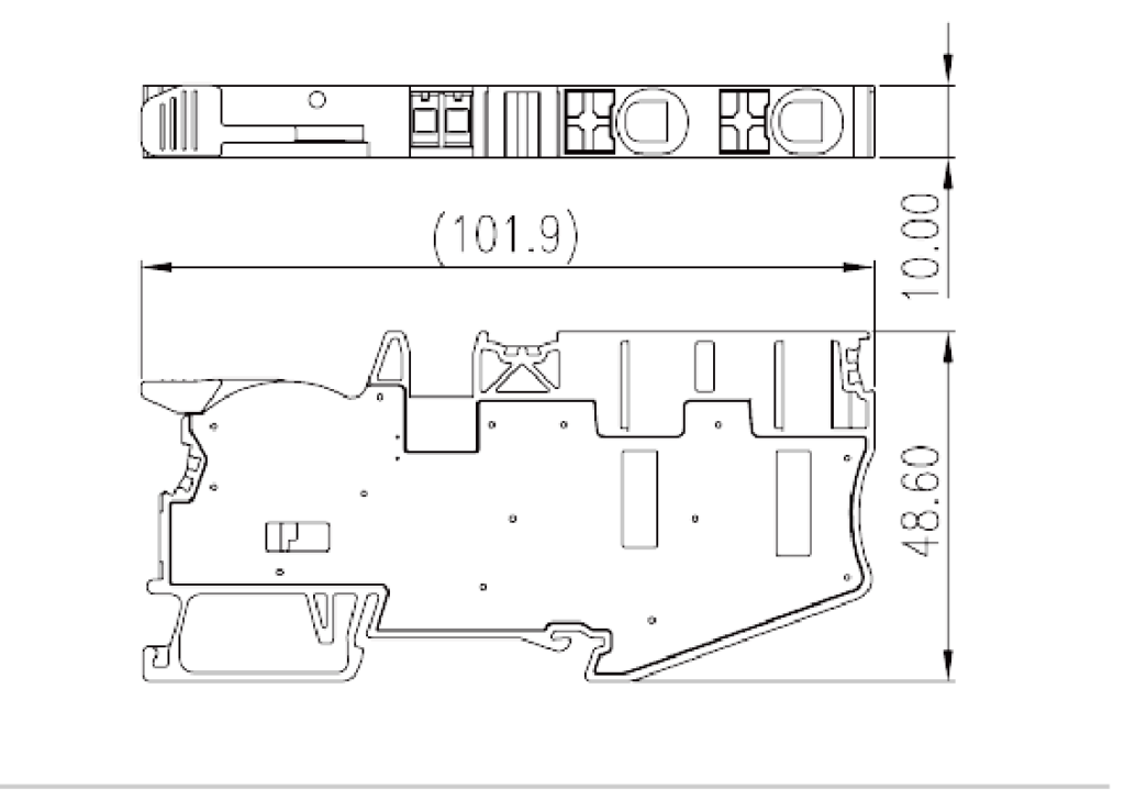 DPH10-DP-TN — Single Level Feed-through Terminal Block, Push-in Design