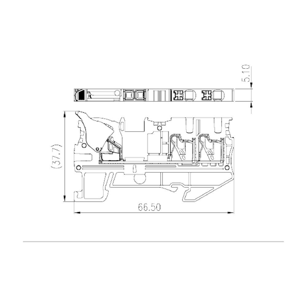 DPH2.5-DP-TN — Single Level Feed-through Terminal Block, Push-in Design
