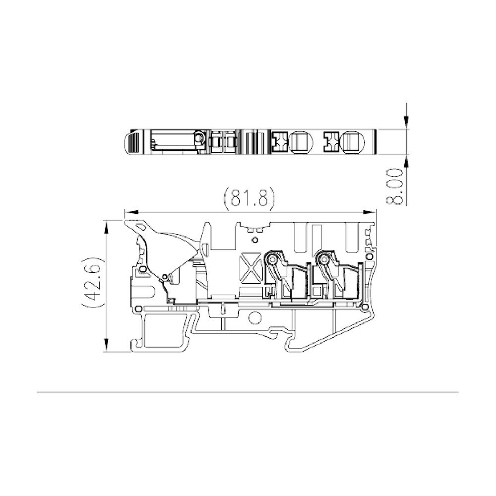 DPH6-DP-TN — Single Level Feed-through Terminal Block, Push-in Design