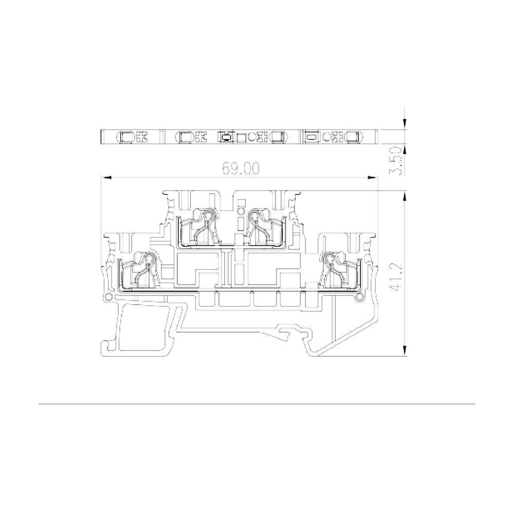DPP1.5N — Bi-level Feed-Through Terminal Block, Push-in Design