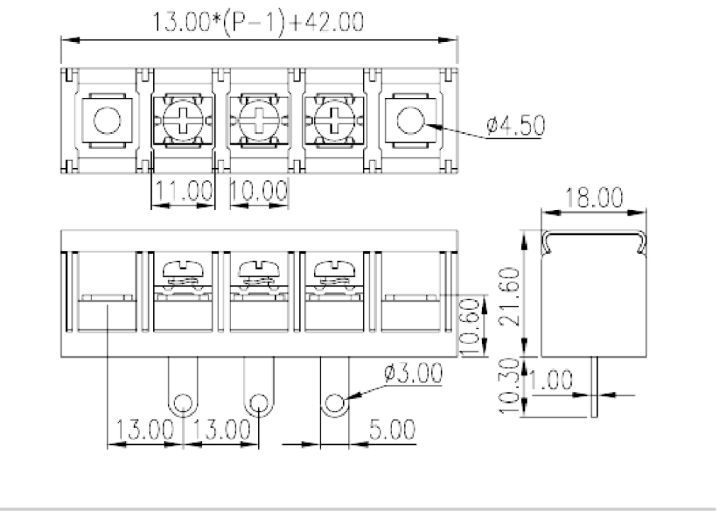 DT-7C-A02W-XX — Single Row, Screw Connection