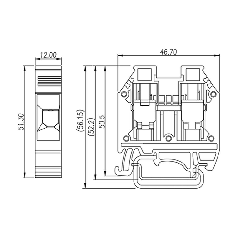DK16H — DIN rail terminal blocks, Feed through terminal blocks