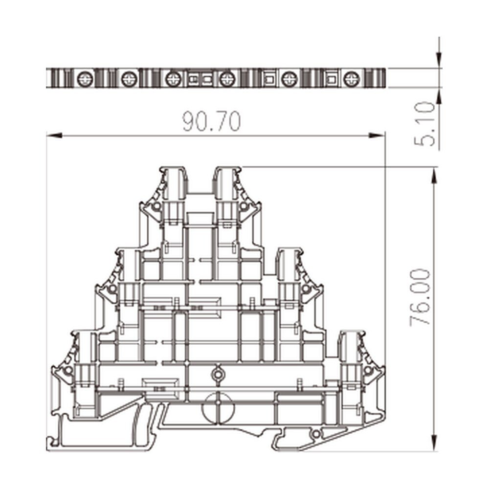 DK2.5N-3L — Three level Feed-Through Terminal Block, Screw Connection