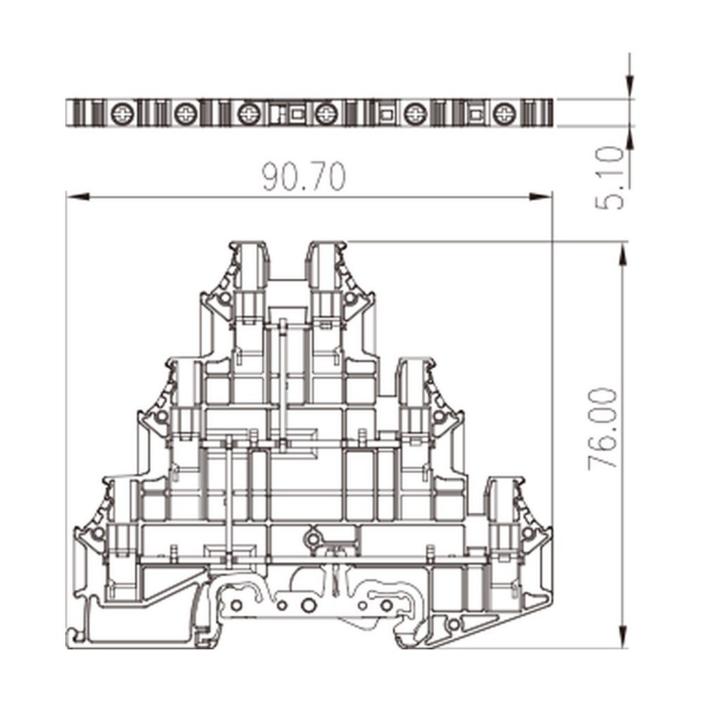 DK2.5N-3L-PE — Grounding Terminal Block, Screw Connection