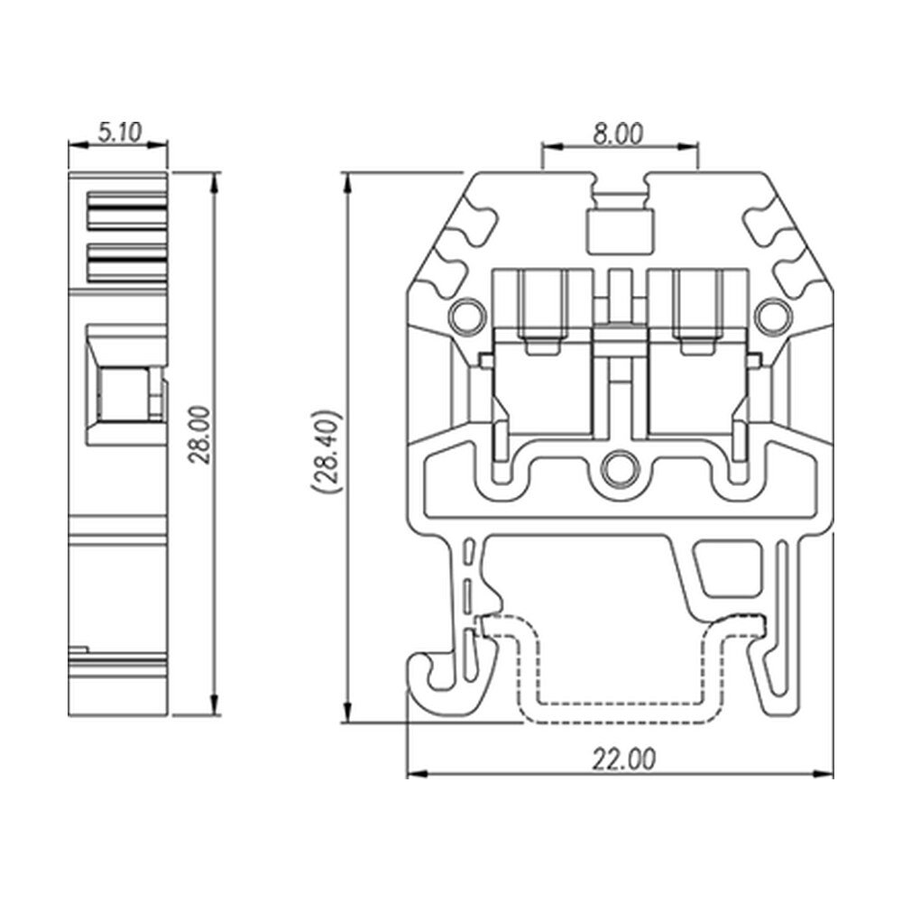 DK2.5S — DIN rail terminal blocks, Feed through terminal blocks