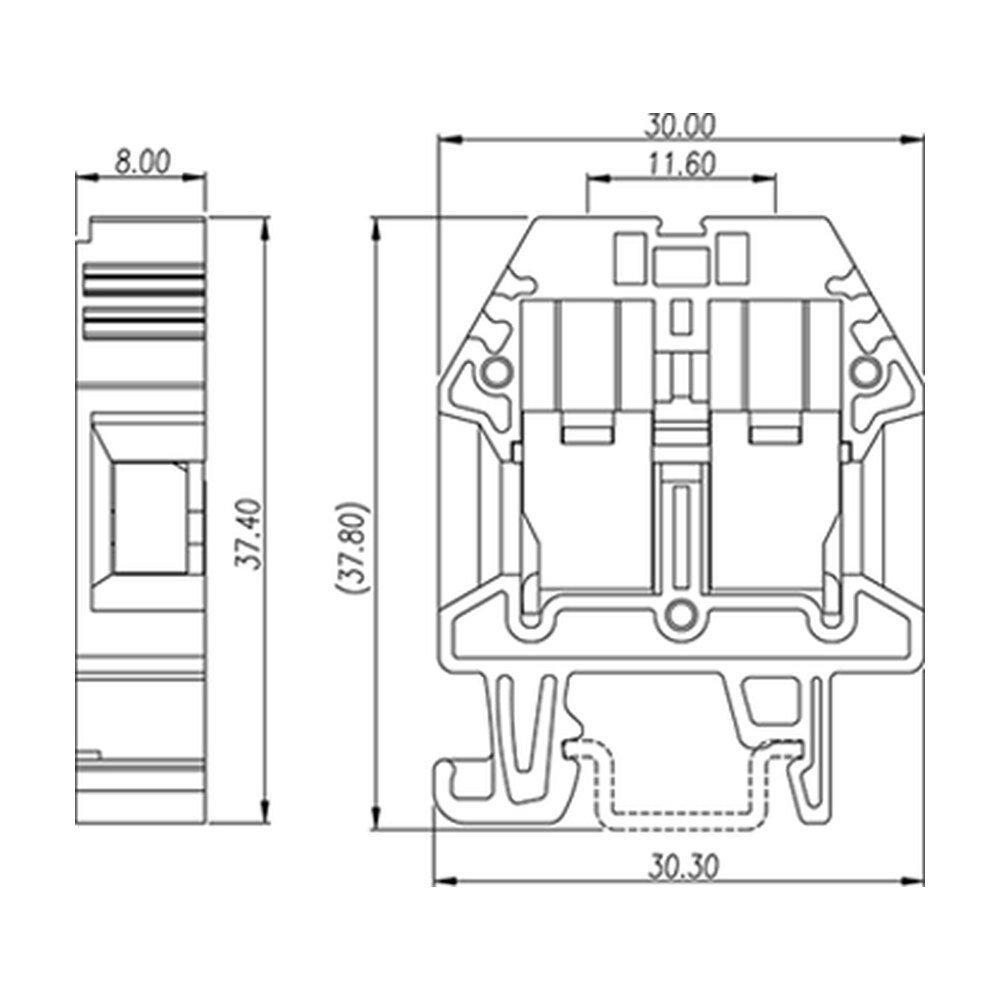 DK6S — DIN rail terminal blocks, Feed through terminal blocks