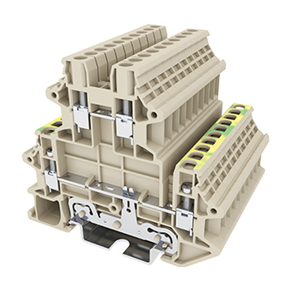 DKK2.5N-L2PE — DIN rail terminal blocks, Bi level feed,Grounding terminal blocks