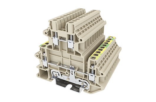 DKK2.5N-L2PE — DIN rail terminal blocks, Bi level feed,Grounding terminal blocks