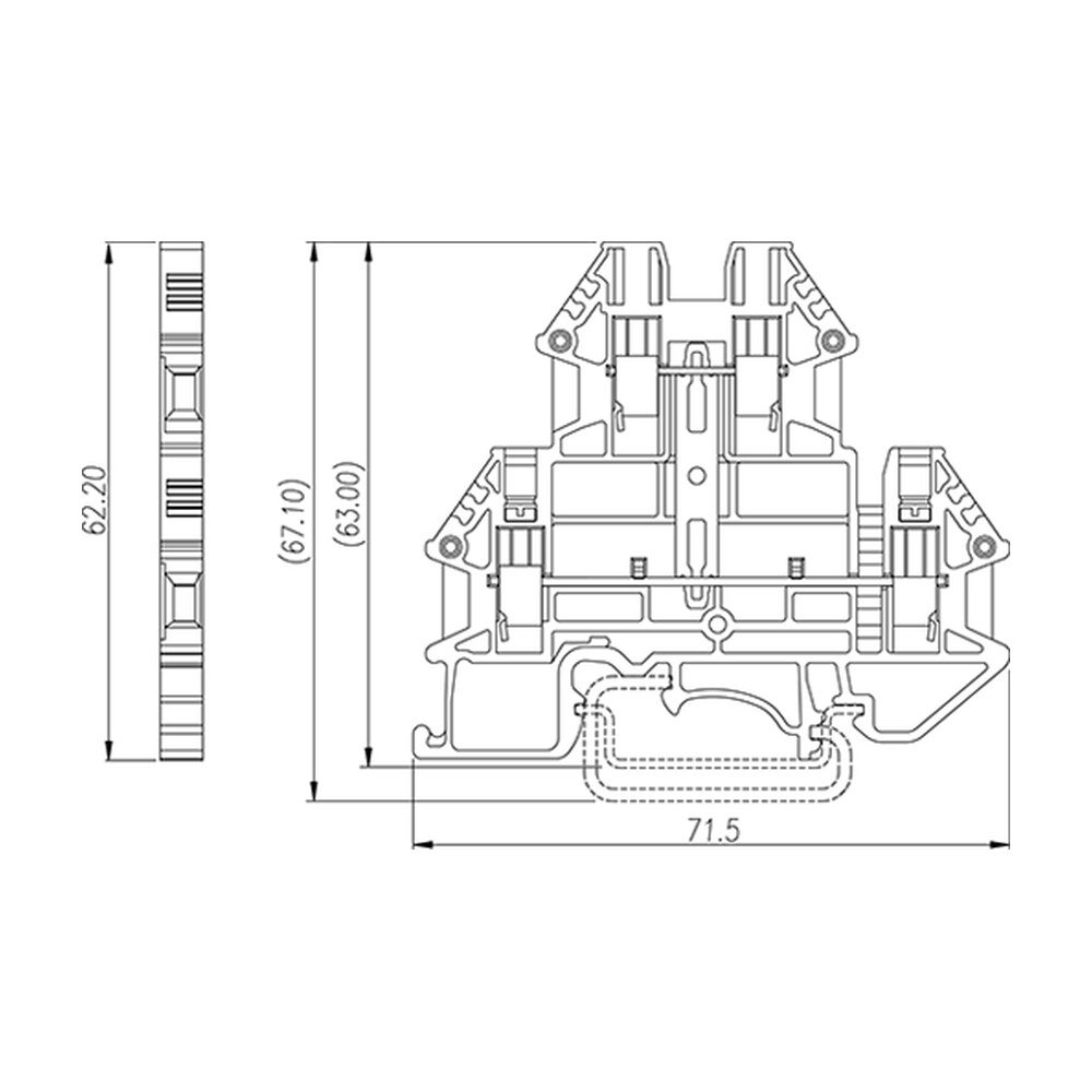 DKK2.5N-PV — DIN rail terminal blocks, Bi level feed through terminal blocks