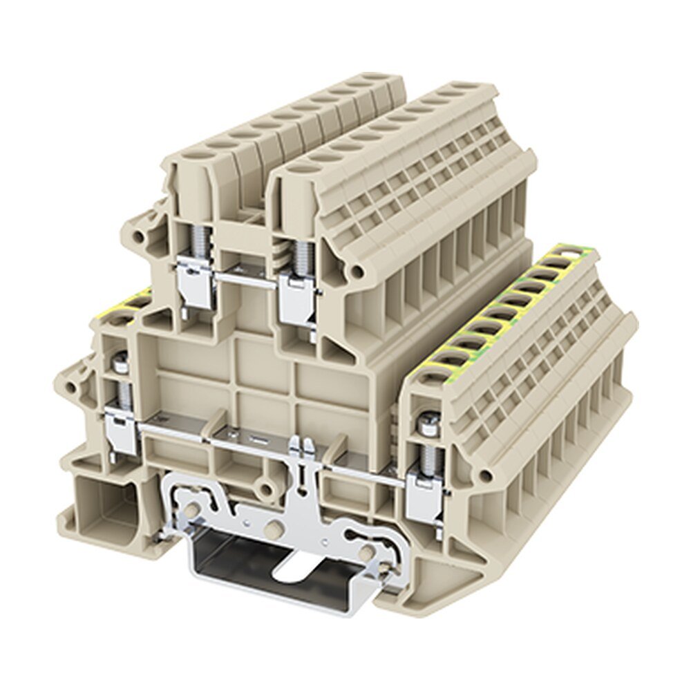 DKK4N-L2PE — DIN rail terminal blocks, Bi level feed,Grounding terminal blocks
