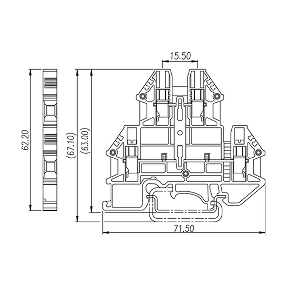 DKK4N-PV — DIN rail terminal blocks, Bi level feed through terminal blocks