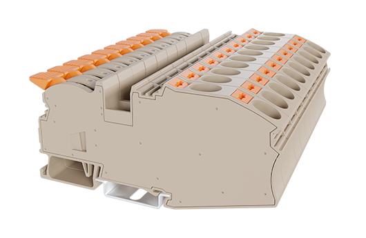 DPH16-DP-TN — Single Level Feed-through Terminal Block, Push-in Design