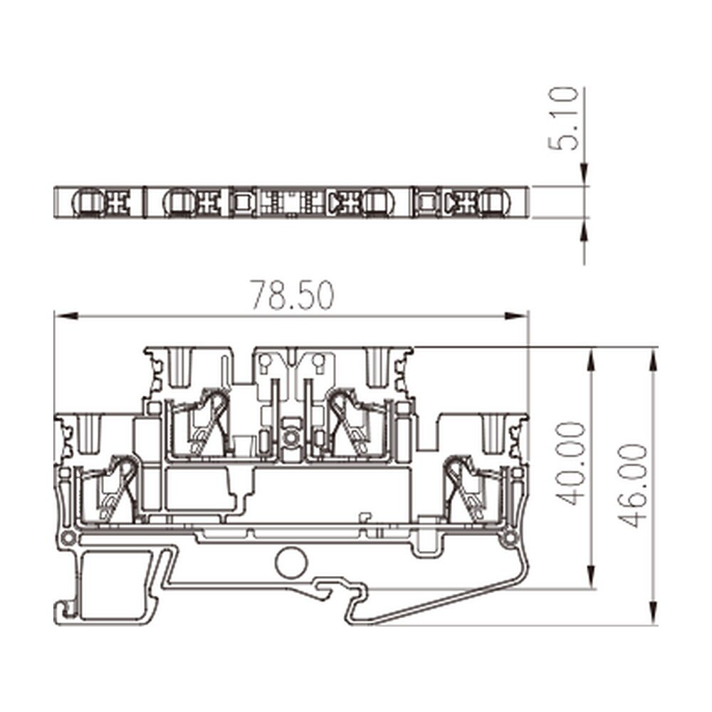 DPP2.5N-T — Bi-level Disconnect Terminal Block, Push-in Design