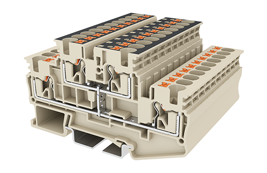 DPP4N-PV — Bi-level Feed-Through Terminal Block, Push-in Design