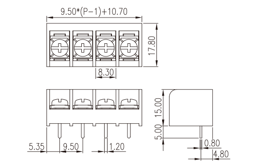 DT-49-B01W-XX — Barrier terminal blocks , Screw connection