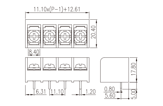 DT-69-B01W-XX — Barrier terminal blocks, Screw connection