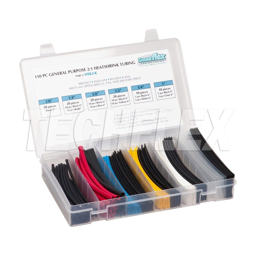 Techflex ShrinkFlex Heat Shrink Kit HSK2-K - 2:1 assortment Heat Shrink Assortment Kit