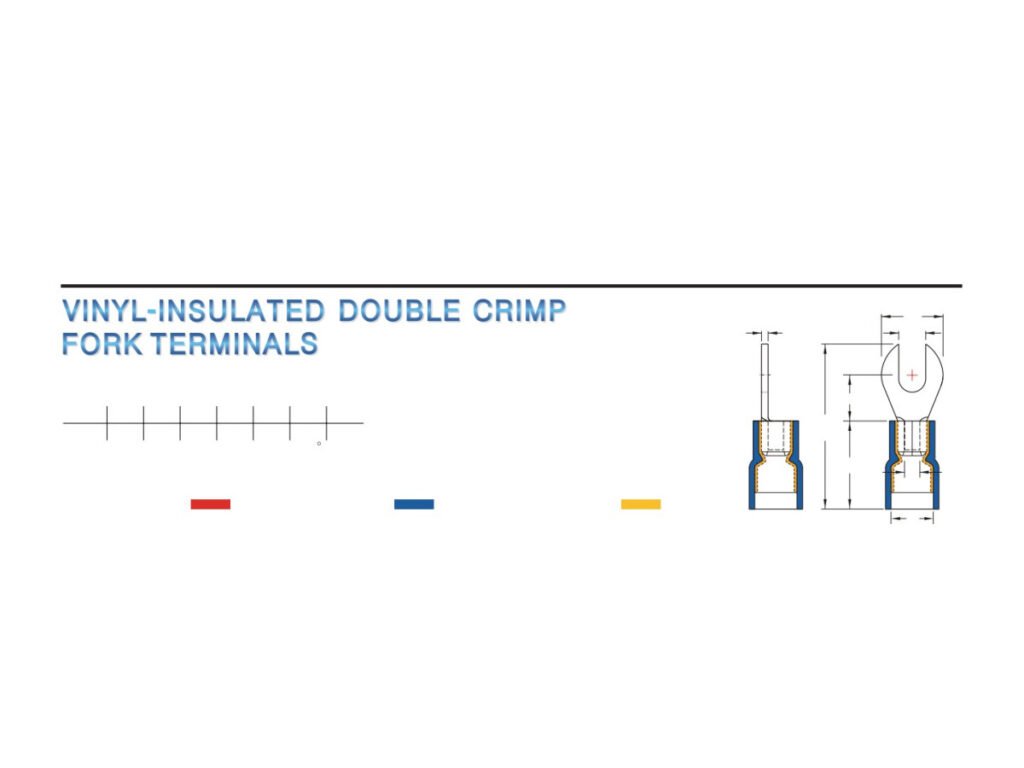 MR-AD Series — Fork Terminals (Vinyl-insulated, double crimp with easy-entry copper sleeve)