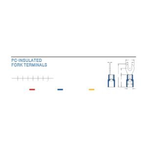 Fork Terminals — dimensioned outline drawing