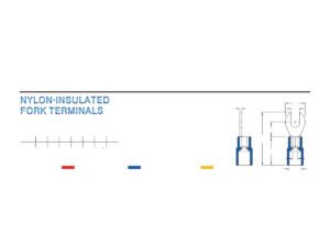 MR-ANYB Series — Fork Terminals (Nylon-insulated, single crimp, brazed seam)