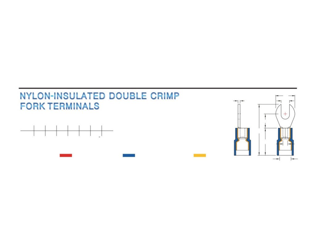 MR-ANYD Series — Fork Terminals (Nylon-insulated, double crimp with easy-entry copper sleeve)