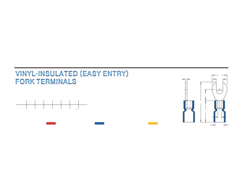 MR-AVEB Series — Fork Terminals (Vinyl-insulated (easy entry), single crimp, brazed seam)