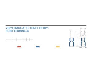 MR-AVEB Series — Fork Terminals (Vinyl-insulated (easy entry), single crimp, brazed seam)