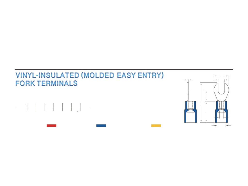 MR-AVYB Series — Fork Terminals (Vinyl-insulated (moulded easy entry), brazed seam)