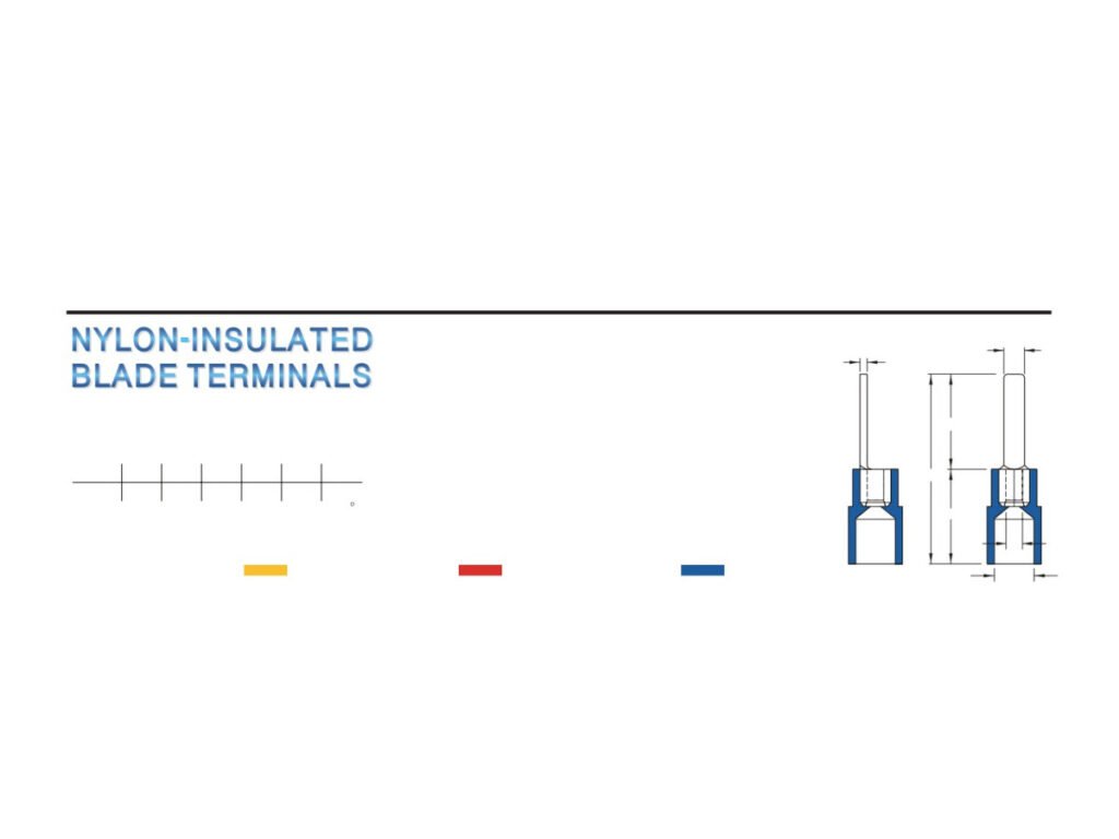 MR-DBNYBS Series — Blade Terminals (Nylon-insulated, single crimp, brazed seam, narrow tongue)