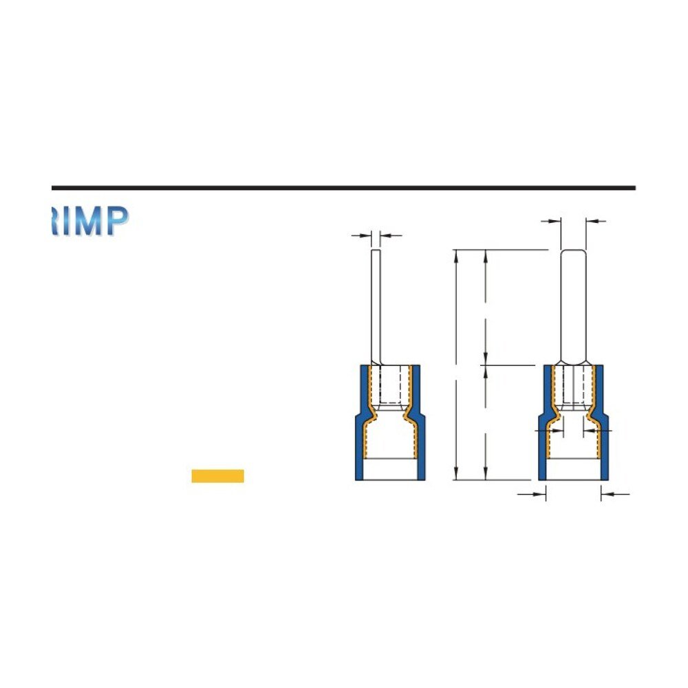 MR-DBNYDL Series — Blade Terminals (Nylon-insulated, double crimp with easy-entry copper sleeve, long tongue)